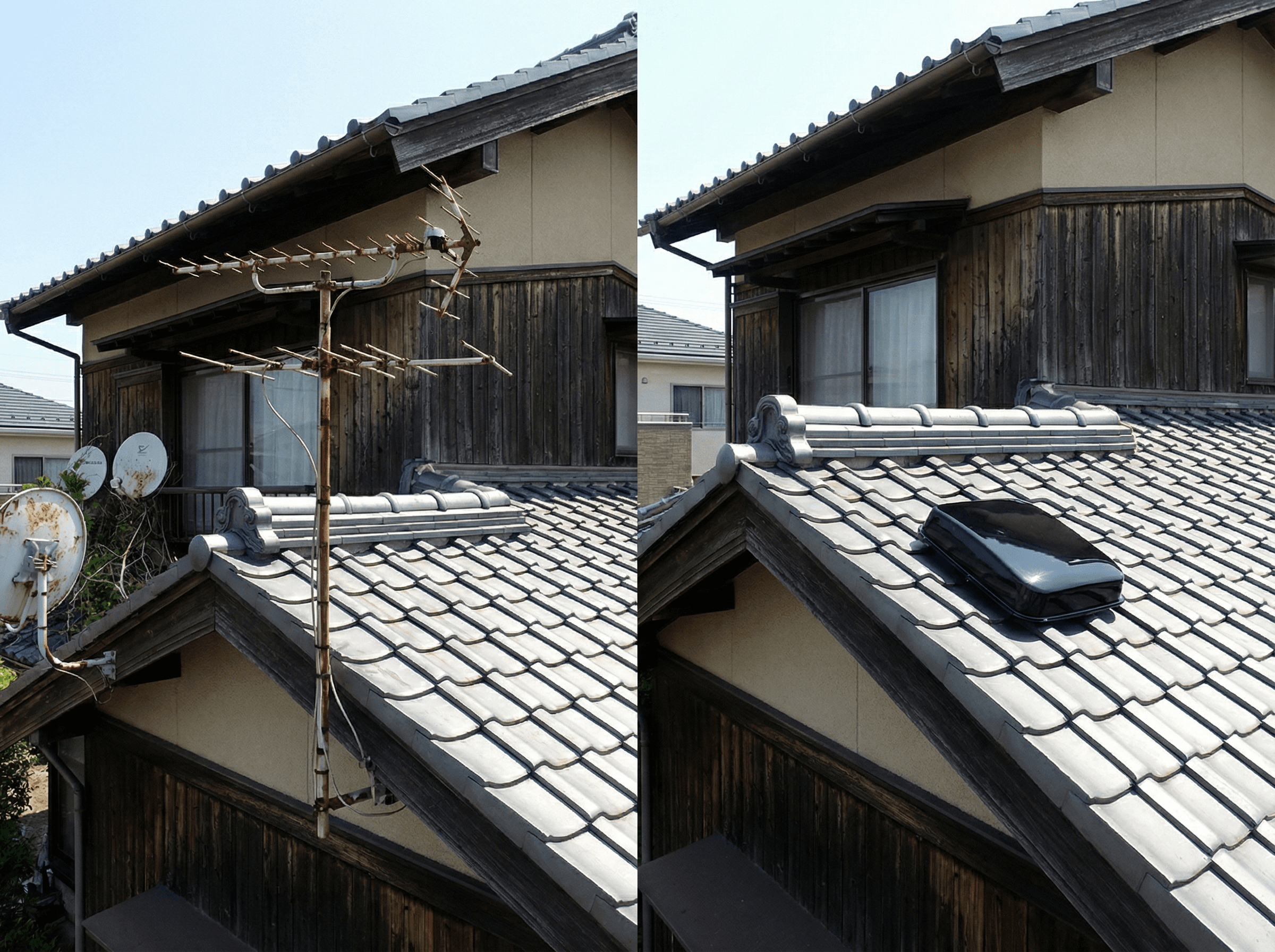 Before/After(錆びたアンテナ→黒のデザインアンテナ)
